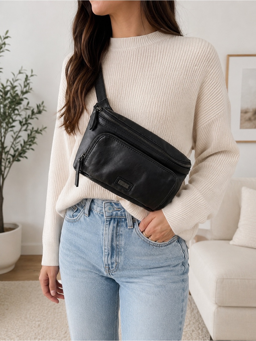 Spikes & Sparrow Black Leather Toiletry Bag Dopp Kit